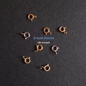Anneau de verrouillage à ressort en or véritable 18 carats, fermoir en or