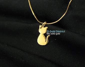 18K Solid Gold Katzenanhänger • Tierliebhaber Anhänger • Katze • Fine Jewelry