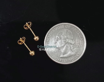 Pendientes de botón de oro de 18 quilates con forma de bola: Joyería delicada de estilo minimalista (se venden en pares)