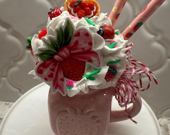 Faux Bake Whimsical Mini Mug Strawberry Drink