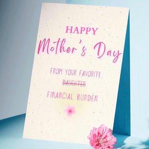 Celebración del Día de la Madre, Tarjeta Divertida, Saludo de Cumpleaños para Mamá/Plantilla A5 Personalizada, Nota Hecha a Mano, Impresión Digital, Regalo para Hija/Mamá