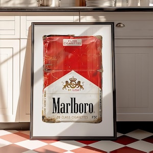 Vintage Cigarette Poster Print, Retro Marlboro Print, Vintage Poster, Tabak Poster, Vintage Werbung, Funky, Barwagen, Schlafzimmer Print