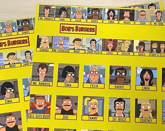 Ficha de personajes de "¿Quién es quién?" de Bob's Burgers, descarga en PDF o imprime en casa.