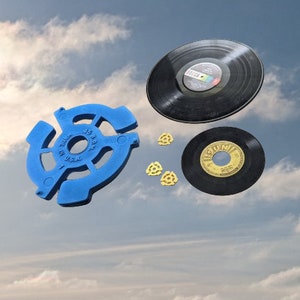 Blue Pop Art Wall Sculpture Vinyl Record Handmade BIG 45 Vinyl Record Adapter Music Gift Wall Hanging Mid Century Retro Modern Decor 45 rpm