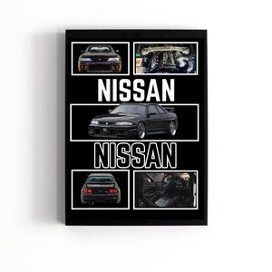 日産R33スカイラインGT-Rポスター、クラシックJDMスーパーカーアート