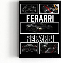 Ferrari La Ferrari Digital Blueprint Poster | Car Enthusiast Ferrari La Ferrari Digital Blueprint Poster | Car Enthusiast