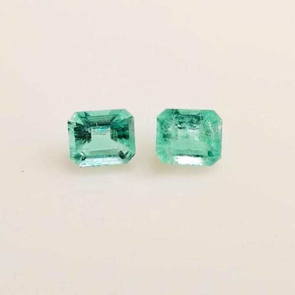 Colombian Muzo Emerald Pair 0.44 CT Natural Rectangular Cut Loose Gemstones for Jewelry Making