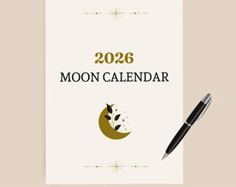 2026 Moon Calendar, Moon Phase Calendar, Lunar Calendar, 2026 Lunar Calendar, 2026 Calendar, 2026 Moon Phase Calendar, Witch Calendar