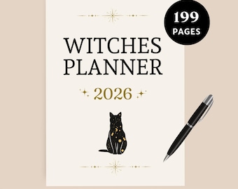 2026 Witches Planner, Astrology, Tarot, Moon Calendar, Printable Calendar 2026