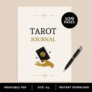 Utskrivbar tarotdagbok, tarotarbetsbok, fusklappar, tarotplanerare, häxig grimoire
