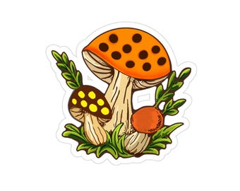 Vrolijke paddenstoel transparante sticker, maak je eigen vrolijke paddenstoel