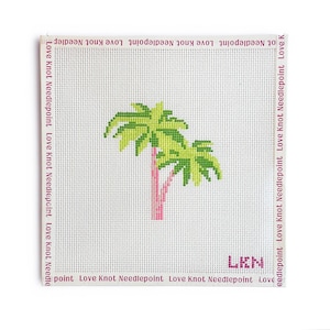 Pink Palm Trees Needlepoint Canvas