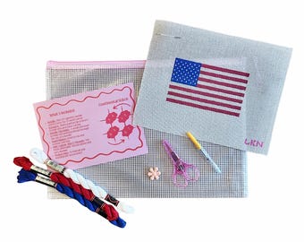 American Flag Needlepoint Beginner Kit