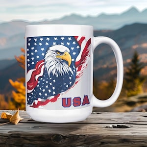 American Military Gift USA Coffee Mug Armed Forces Mug Veteran Gift Patriotic Coffee Cup Military Dad Gift Support Our Troops USA Patriot