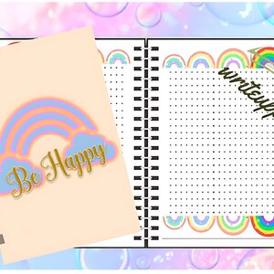 libreta media carta, cuaderno, notebook, arcoiris, A4