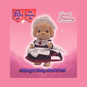 Sylvanian Handmade Clothes - Midnight Ruby Maid Dress - Size Mom - YuriiDreamy