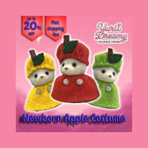 Sylvanian Handmade Clothes - Newborn Baby Apple Costume - Size Newborn baby - YuriiDreamy