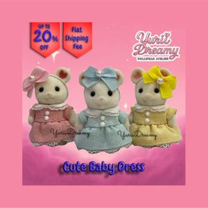 Sylvanian Handmade Clothes - Cute Baby Dress - Size Baby Standing - YuriiDreamy