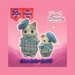 Blue Sailor Outfit - Sylvanian Handmade Clothes - Size All Size - YuriiDreamy