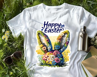 Orejas de conejo de Pascua florales PNG: Diseños caprichosos pintados a mano (300 DPI)