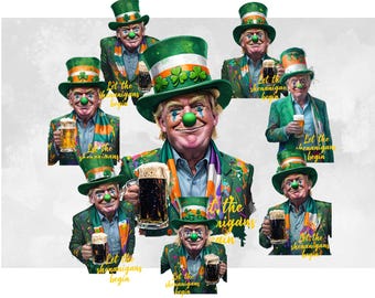 Payaso Trump, Día de San Patricio PNG: ¡Que empiecen las travesuras! (Descarga digital)