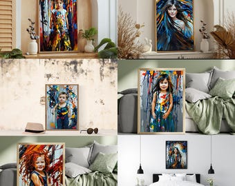 Retrato abstracto personalizado: efecto de goteo de pintura colorida (descarga digital)