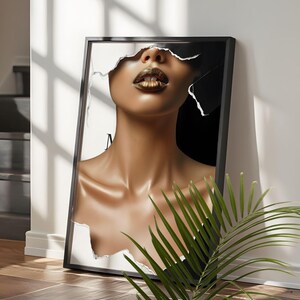 Sexy Woman Digital Art Print - Beautiful Lips, Elegant Figure - Sensual Poster for Home Decor