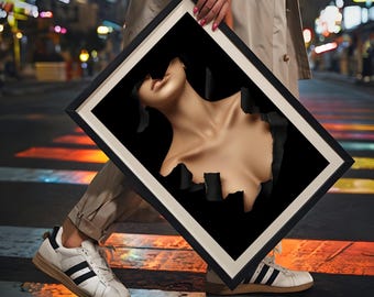 Retrato sensual minimalista de clavícula y escote de mujer: impresión de arte mural erótico - Arte digital