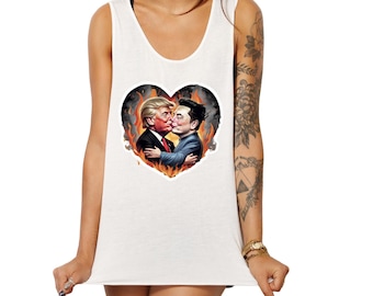 Camiseta unisex "Trump Musk Kiss": Arte satírico político (PNG digital)