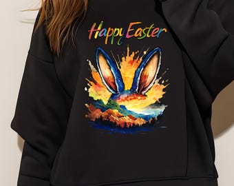 Orejas de conejo de Pascua arcoíris PNG: Tonos del atardecer (Descarga digital)