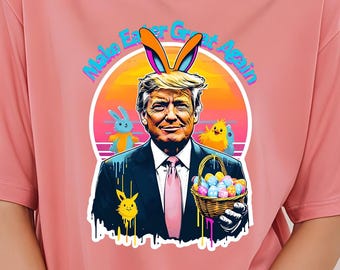 Diseño de Pascua con orejas de conejo de Trump: PNG y SVG políticos divertidos (descarga digital)