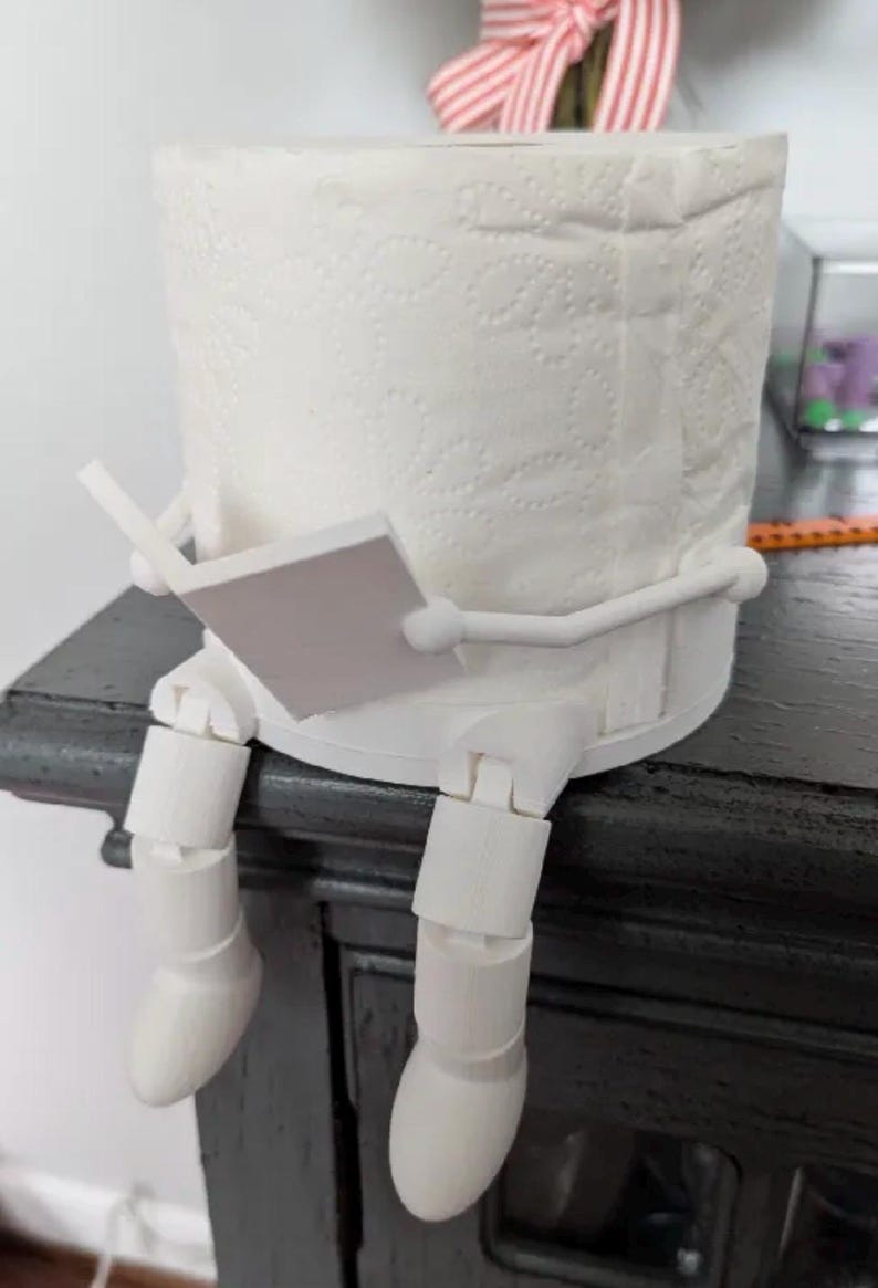 Weightlifter Toilet Roll Holder – 3D Printed PLA Barbell Design, Novelty Bathroom Decor, Holds 2 Rolls, Fun Gift For Fitness Enthusiasts