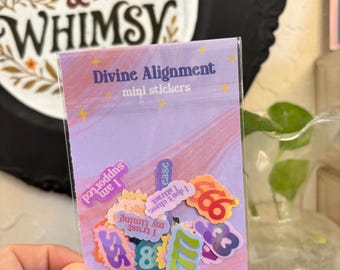 Divine alignment mini stickers- 15 pack holographic angel numbers and positive affirmation mini stickers