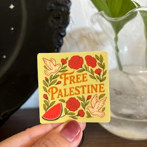 無料のパレスチナステッカー - スイカの鳩のフォークアート、ガザ連帯ステッカー、募金活動用デカール、活動家アート