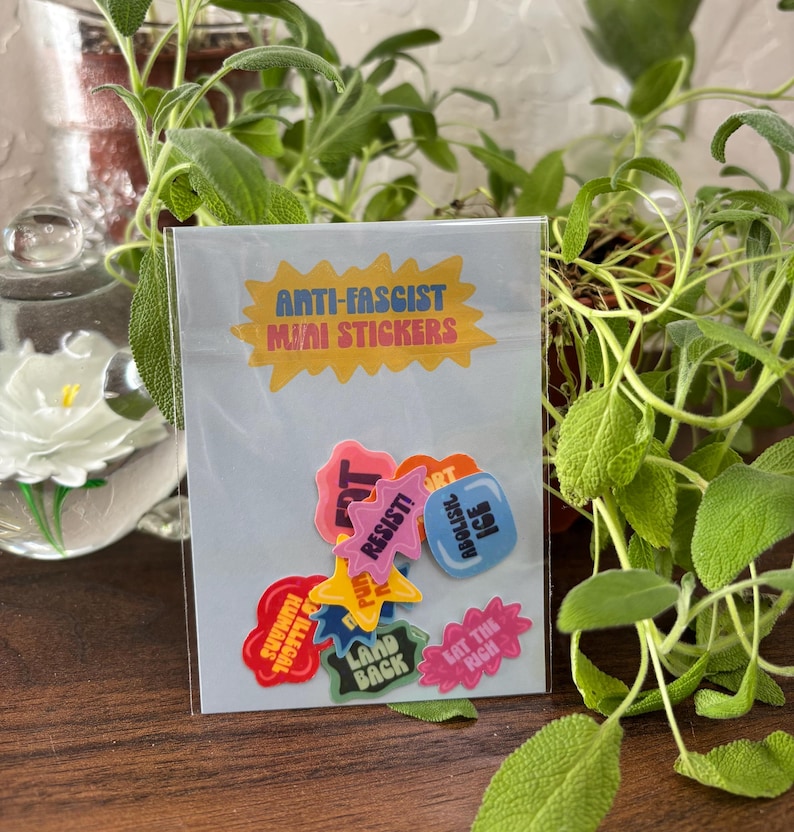 anti fascist mini sticker 10 pack for journaling or water bottle space filler image 1
