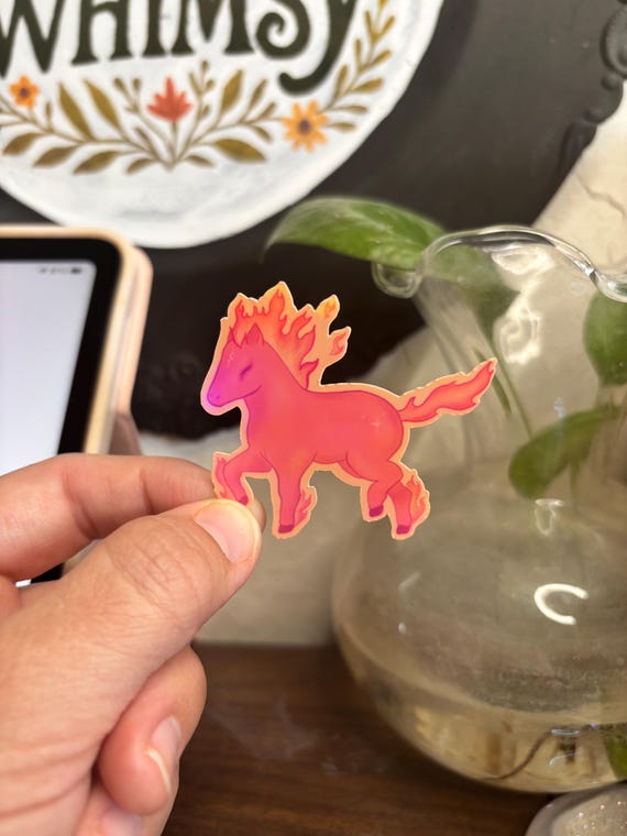 Year of the fire horse lunar new year sticker, cute kawaii fire horse sticker