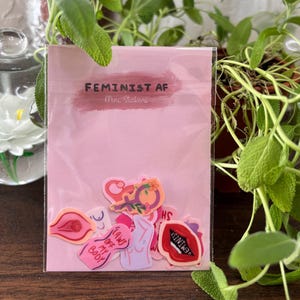 Pacote de mini adesivos Feminist AF – pacote com 10 mini adesivos para diário, adesivos para encher garrafas de água