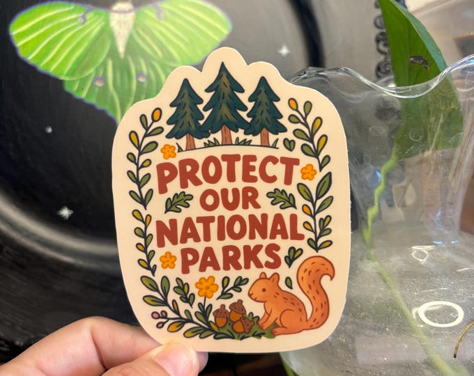Protect Our National Parks Sticker, Squirrel Nature decal, gift for nature lover