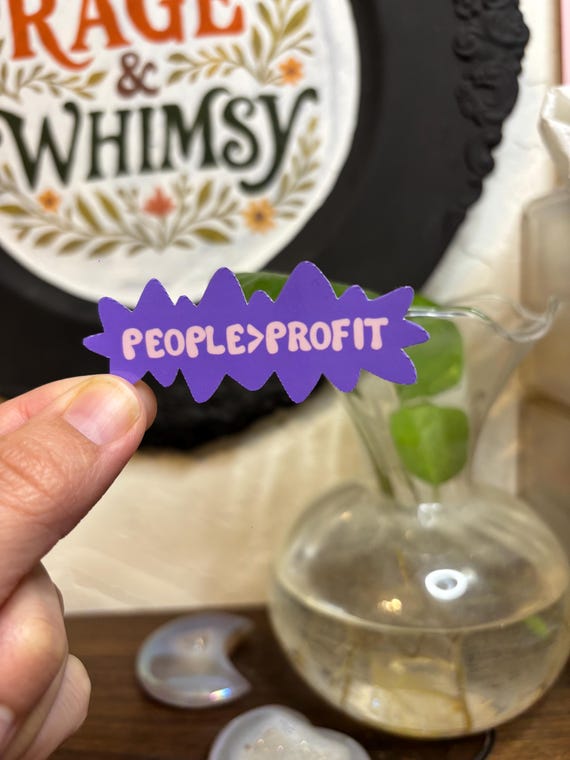 people over profit starburst sticker