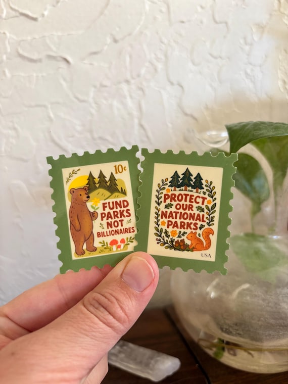 Fund Parks Not Billionaires Sticker, Protect Our National Parks Sticker, Wildlife Stamp Stickers