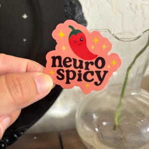 Pegatina Neuropicante: Bonita calcomanía neurodivergente de pimiento picante, humor sobre TDAH y autismo, pegatina de vinilo para portátil, regalo para concienciar sobre la salud mental