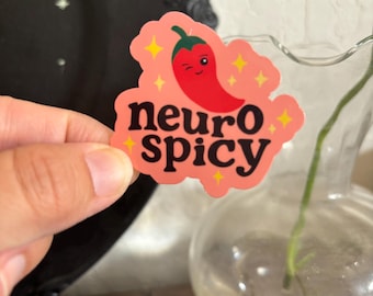 Pegatina Neuropicante: Bonita calcomanía neurodivergente de pimiento picante, humor sobre TDAH y autismo, pegatina de vinilo para portátil, regalo para concienciar sobre la salud mental