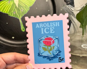 Abolish Ice stamp style Large Sticker, anti-ICE sticker, Activist Vinyl Sticker, abolish ice, immigration rights