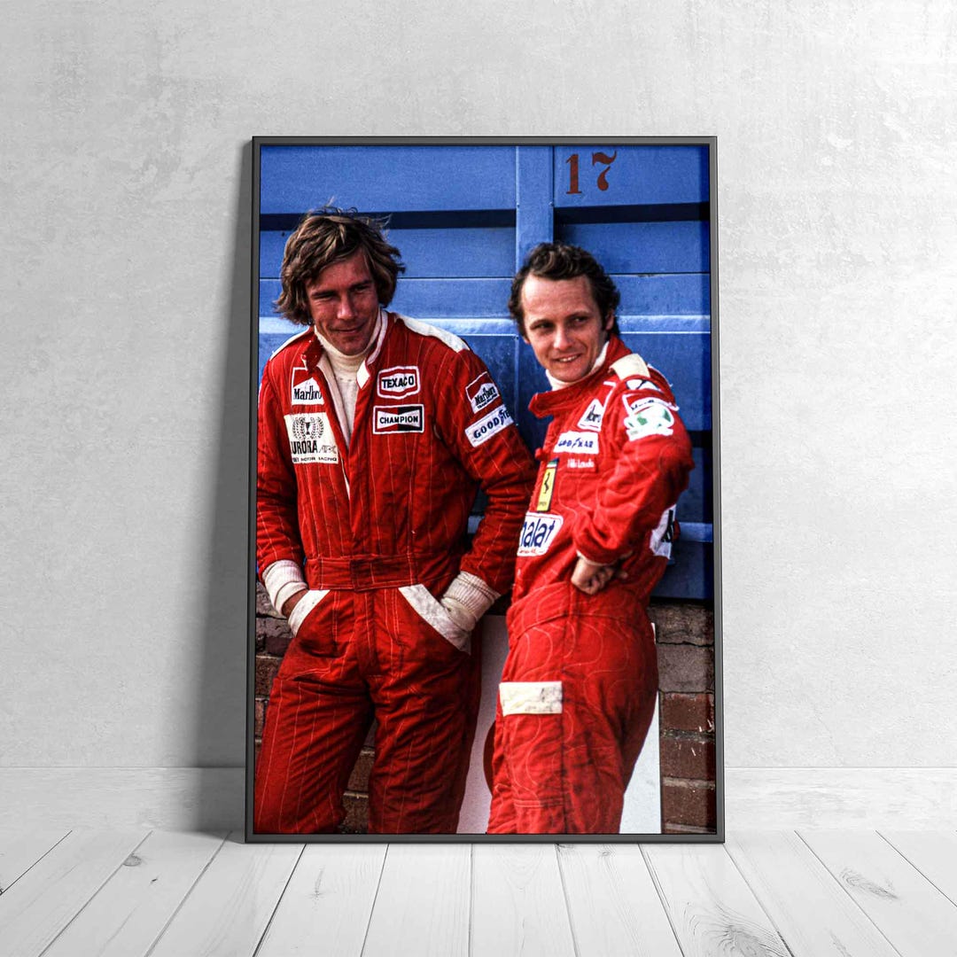 Niki Lauda & James Hunt Poster Print Ferrari Mclaren F1 Canvas Wall Art ...