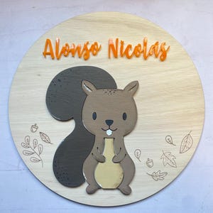 cartel personalizado con nombre modelo ardilla