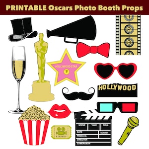 PRINTABLE DIY Oscar Party Photo Booth Props | Movie Night Photo Booth Props | Oscars Party Décor