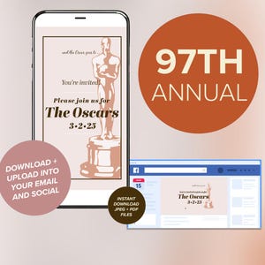 2025 Oscars Party Digital Invitation Kit | 97th Annual Academy Awards | Digital Invites | Instant Digital Download