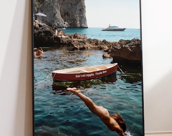 Capri Italien Fotografie Druck – Taucherin, Mittelmeer Küsten Kunst (Digitaler Download)