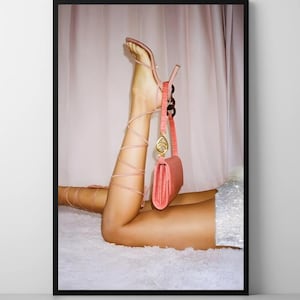 Pink High Heels Poster,Digital Fashion Print,Stylish Woman Art for Dressing Room,Luxury Glam Digital Wall Art,High Fashion Digital Wall art