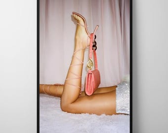 Pink High Heels Fashion Print: Glam Closet Art (Digital Download